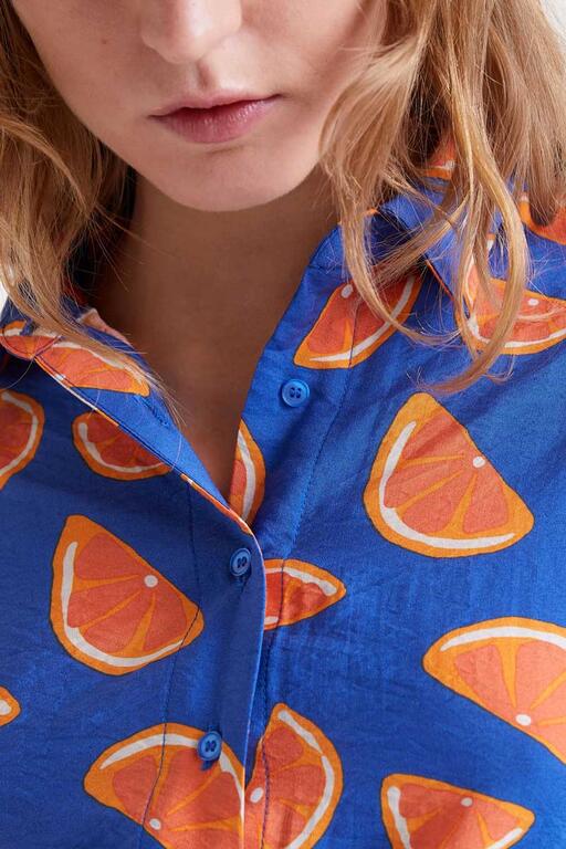 Camicia fluida con stampa pompelmo