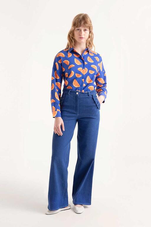 Camicia fluida con stampa pompelmo
