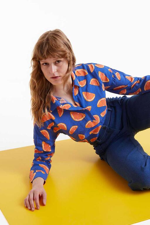 Camicia fluida con stampa pompelmo