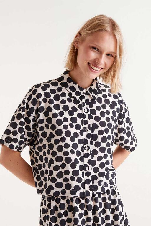 Camicia a maniche corte con stampa Terrazzo