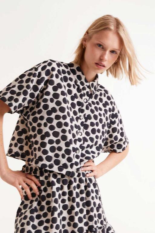 Camicia a maniche corte con stampa Terrazzo