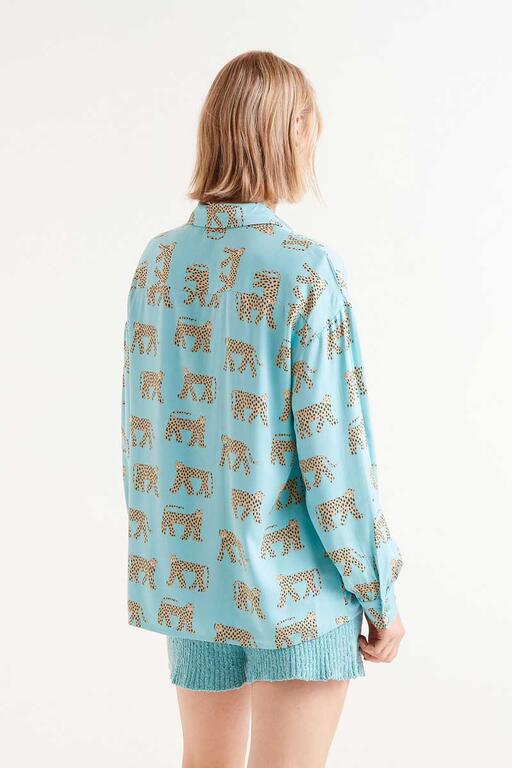 Camicia fluida con stampa Jaguar
