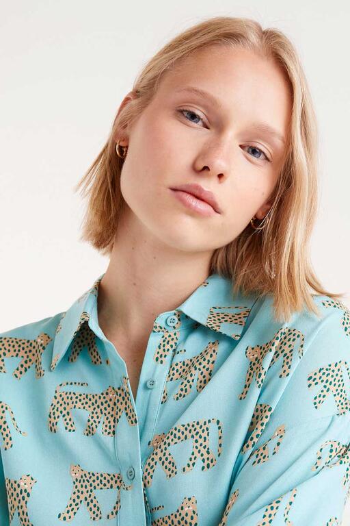 Camicia fluida con stampa Jaguar