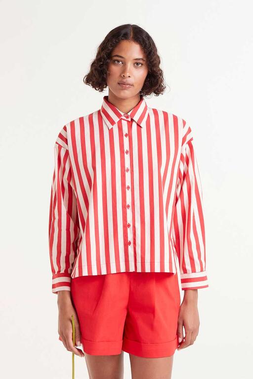 Camicia strutturata a righe rosse