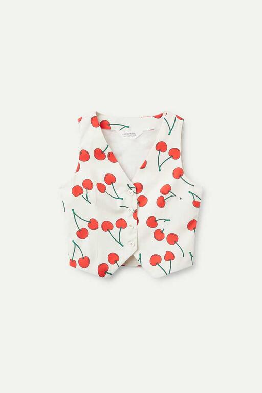 Gilet sartoriale con stampa di ciliegie