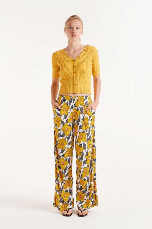 Pantaloni lunghi stampa floreale Narciso
