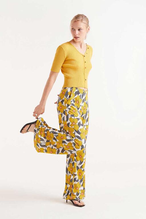 Pantaloni lunghi stampa floreale Narciso