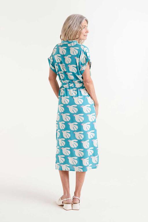 Rayon Midi Dress con stampa colomba