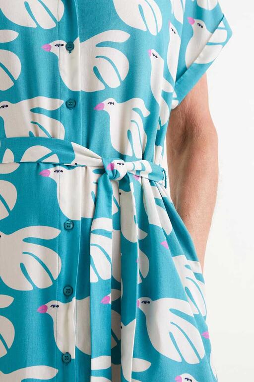 Rayon Midi Dress con stampa colomba