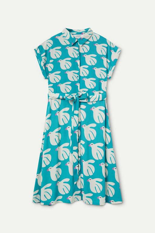 Rayon Midi Dress con stampa colomba