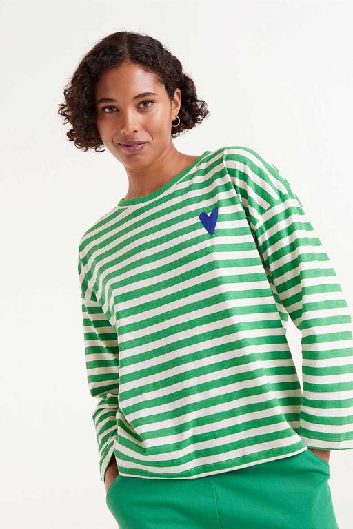 T-shirt maniche lunghe a righe verdi