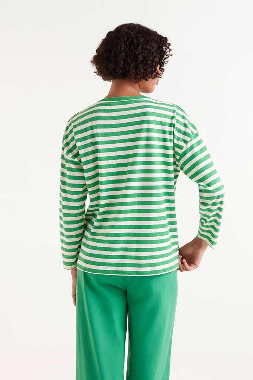 T-shirt maniche lunghe a righe verdi