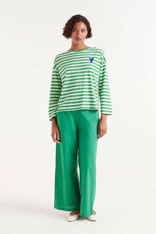 T-shirt maniche lunghe a righe verdi