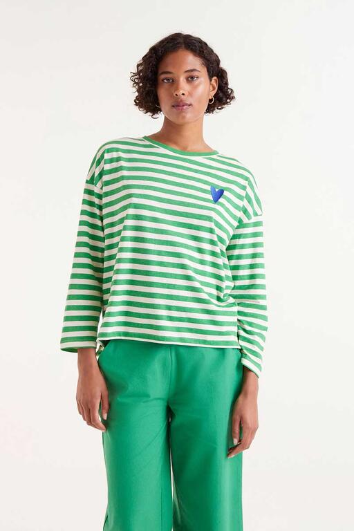 T-shirt maniche lunghe a righe verdi
