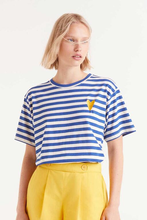 T-shirt maniche corte a righe blu