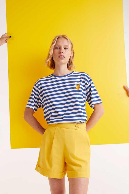 T-shirt maniche corte a righe blu