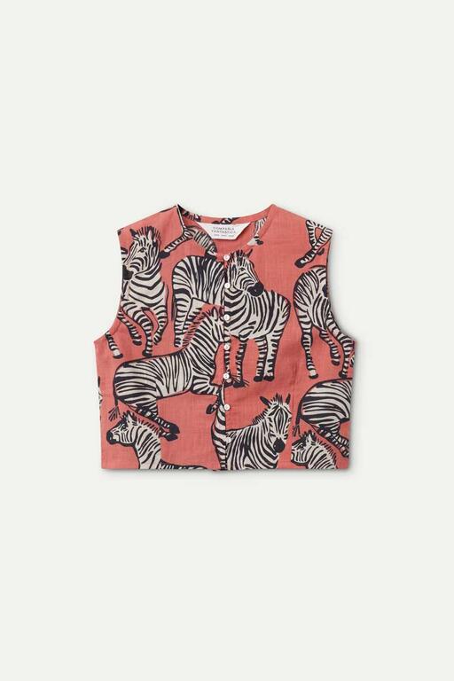 Top corto con stampa zebra