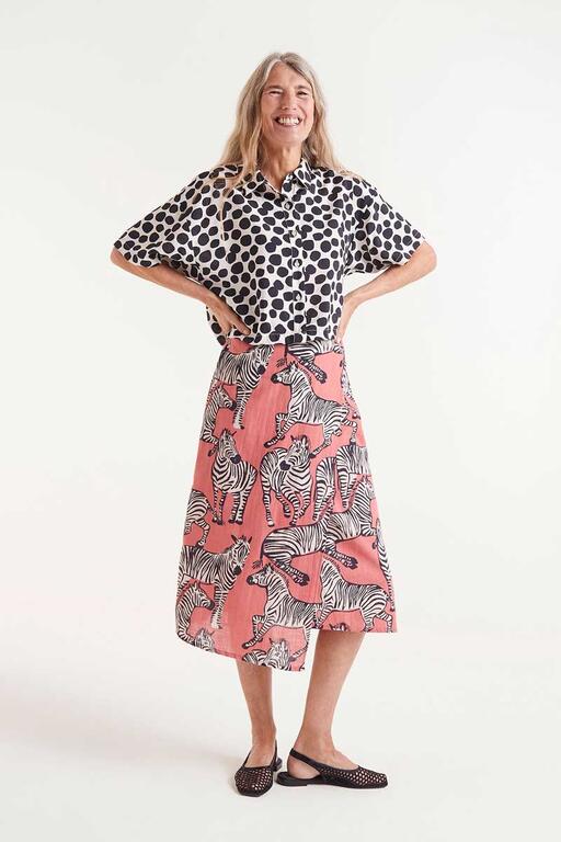 Gonna midi con stampa zebra – Azul