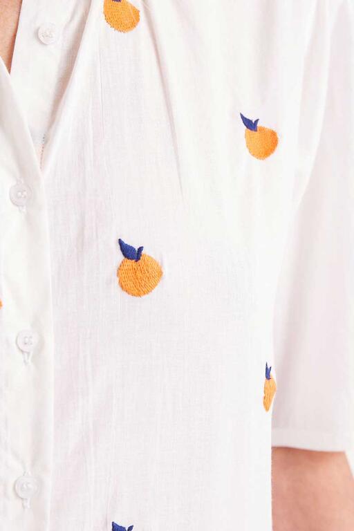 Camicia a maniche corte con stampa arancione