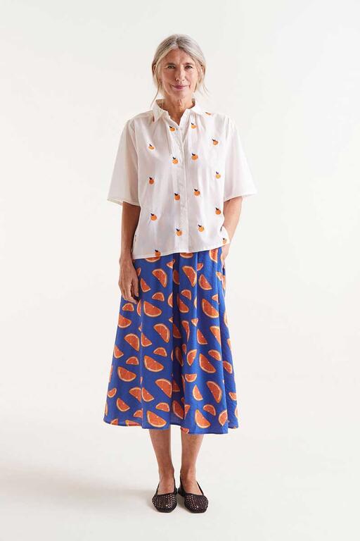 Camicia a maniche corte con stampa arancione