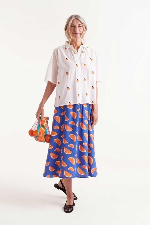 Camicia a maniche corte con stampa arancione