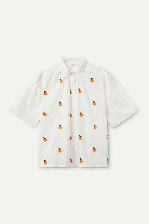 Camicia a maniche corte con stampa arancione