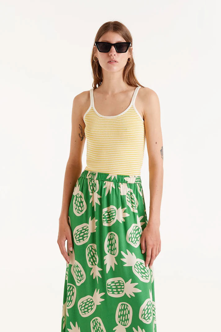 Top a righe gialle con spalline