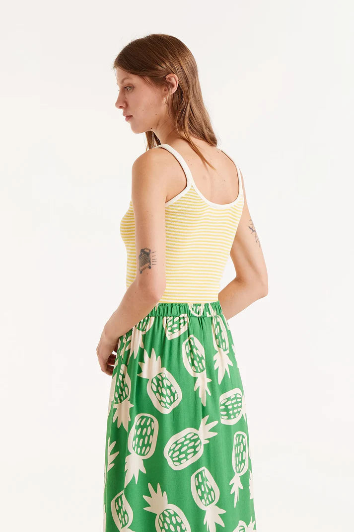 Top a righe gialle con spalline