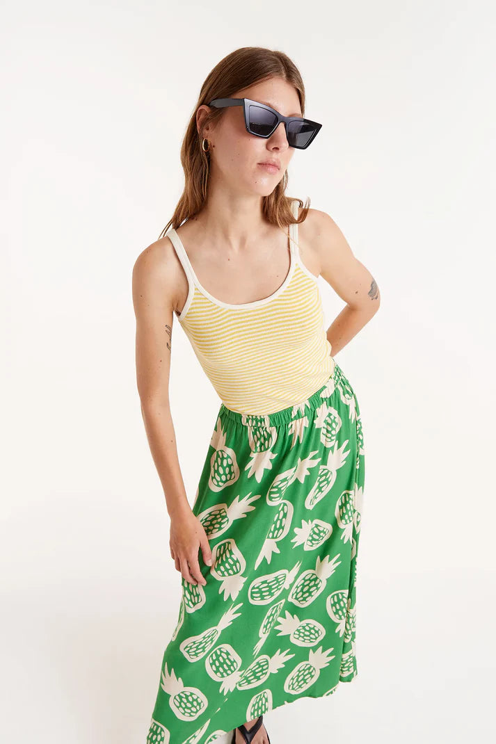 Top a righe gialle con spalline