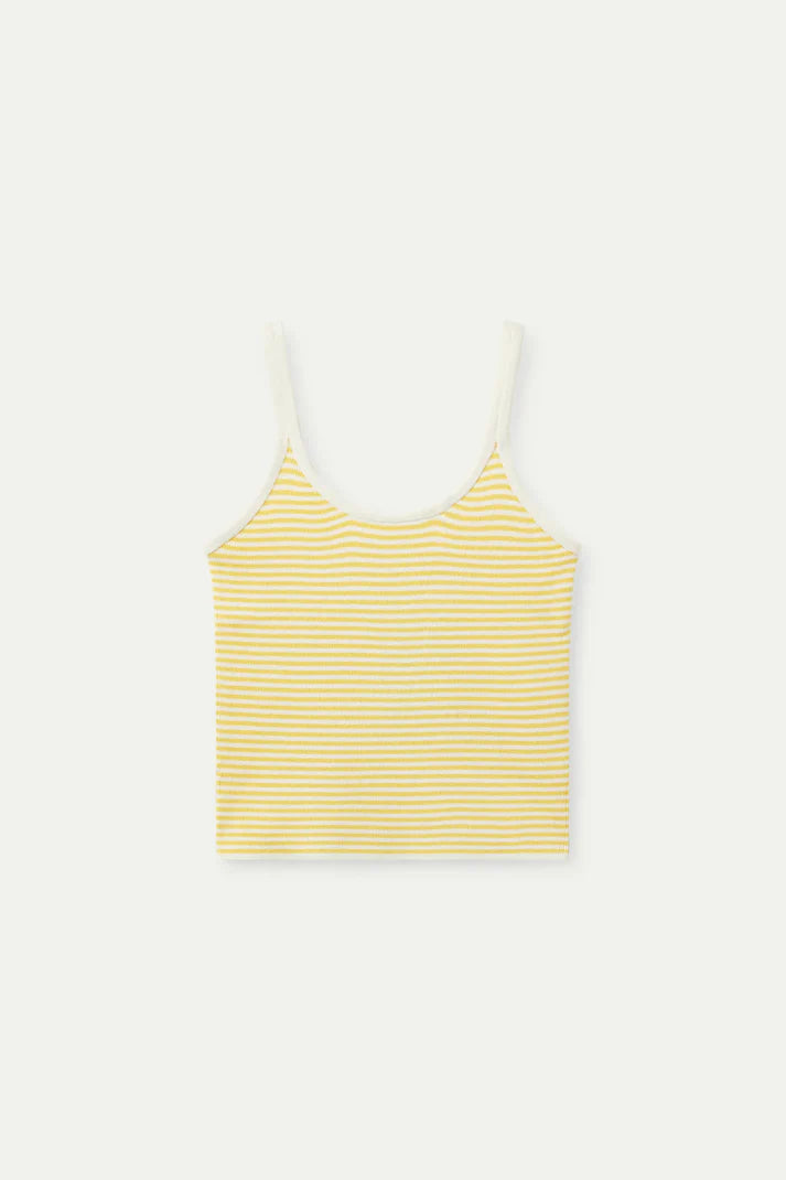 Top a righe gialle con spalline