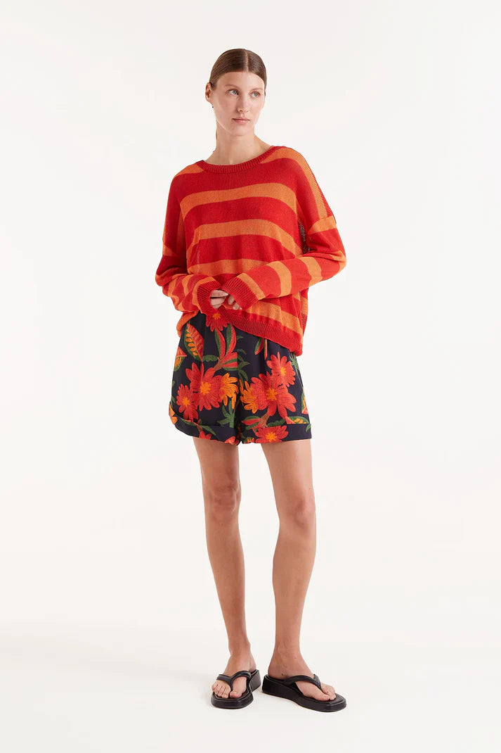 Maglione in maglia fine con strisce arancioni