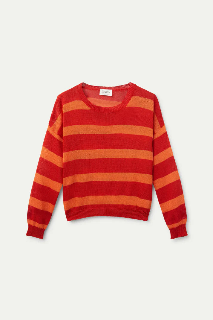 Maglione in maglia fine con strisce arancioni