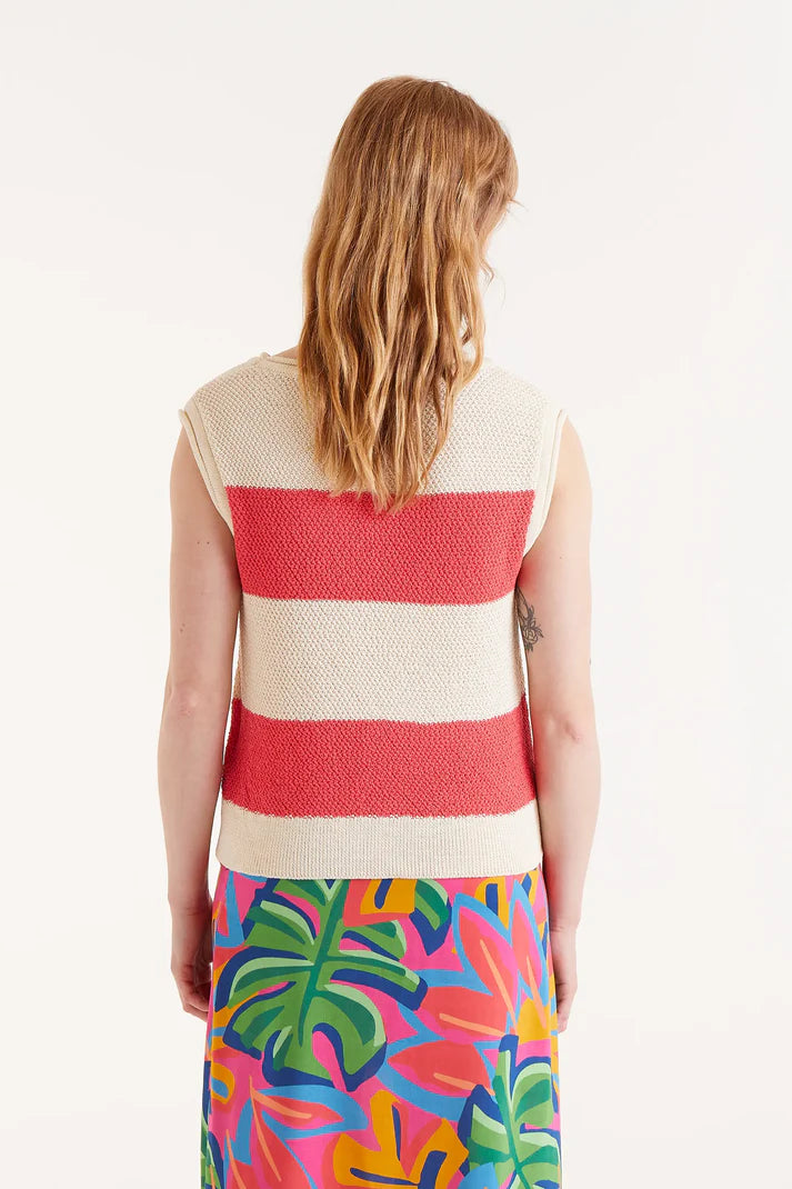 Top in maglia a righe fucsia
