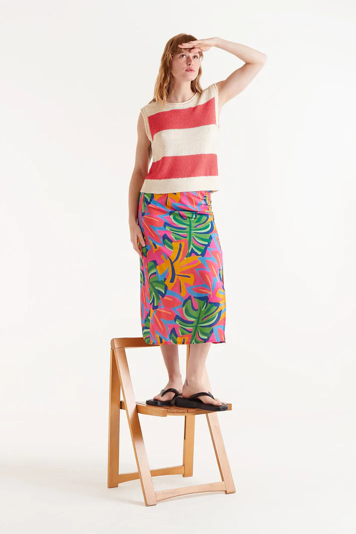 Top in maglia a righe fucsia