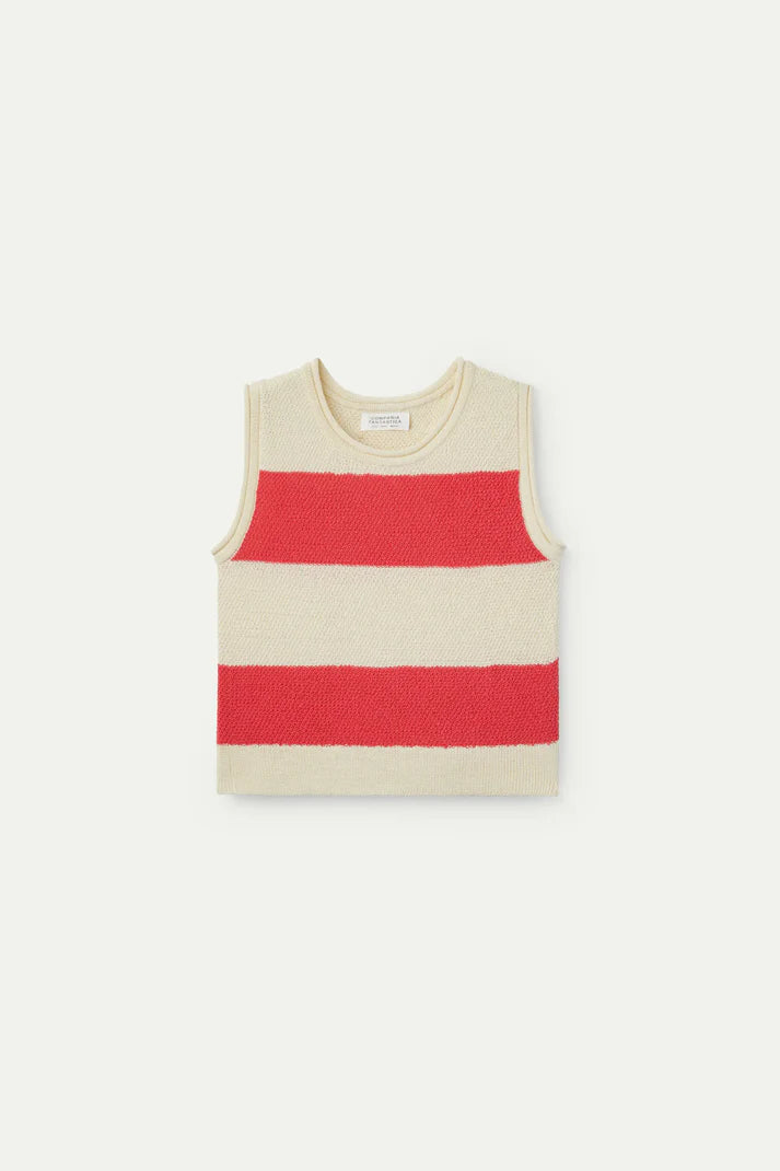 Top in maglia a righe fucsia
