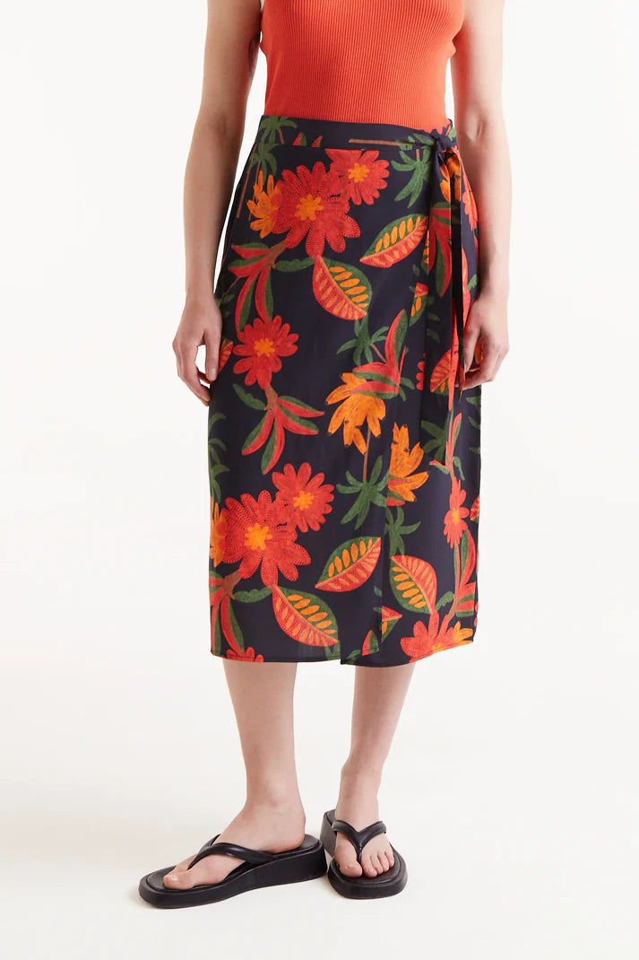 Gonna midi con stampa floreale Famara