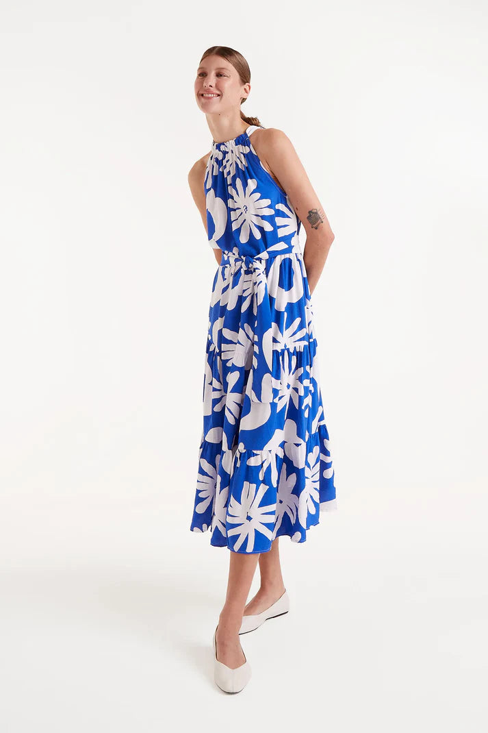 Abito midi con stampa floreale Bluet Blue
