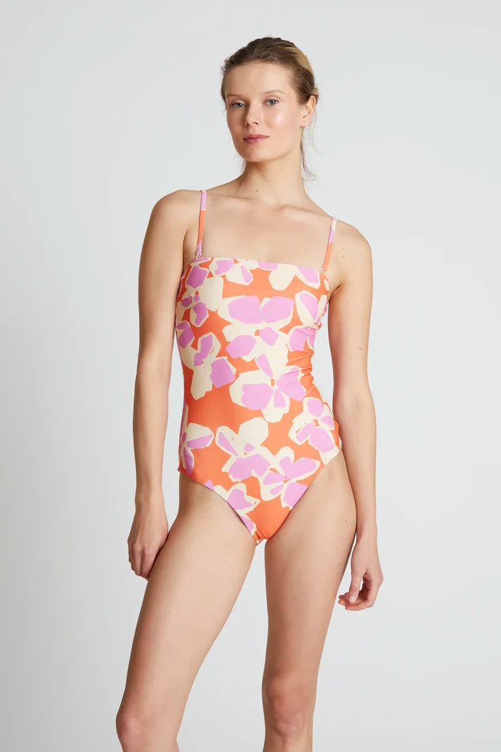 Costume da bagno con scollo dritto e stampa Rubra Orange