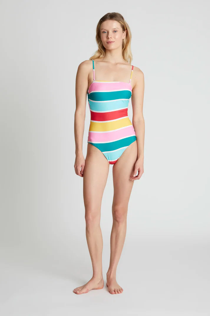 Costume da bagno con scollatura dritta e stampa Colour Wave