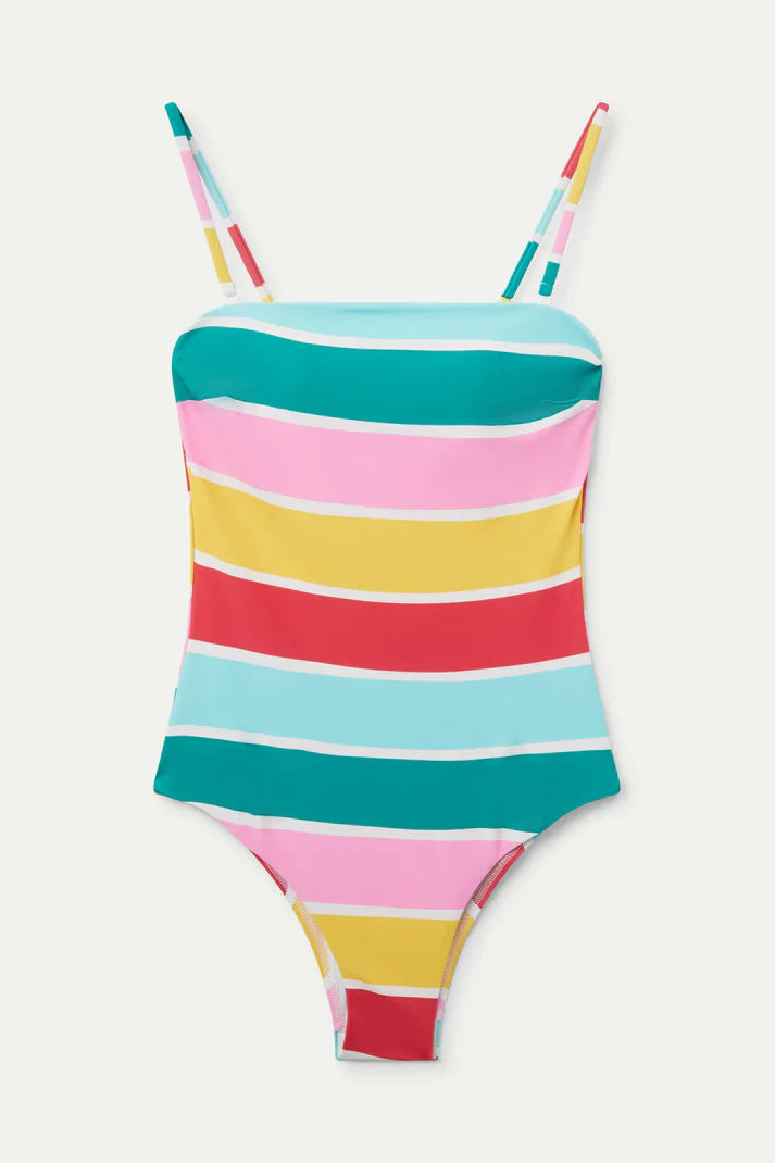 Costume da bagno con scollatura dritta e stampa Colour Wave