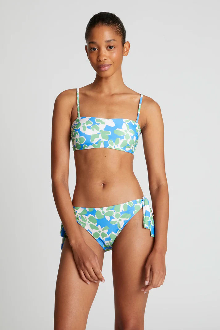 Reggiseno bikini dritto stampato blu acqua