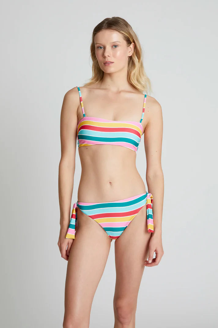 Reggiseno bikini dritto stampato con onde colorate