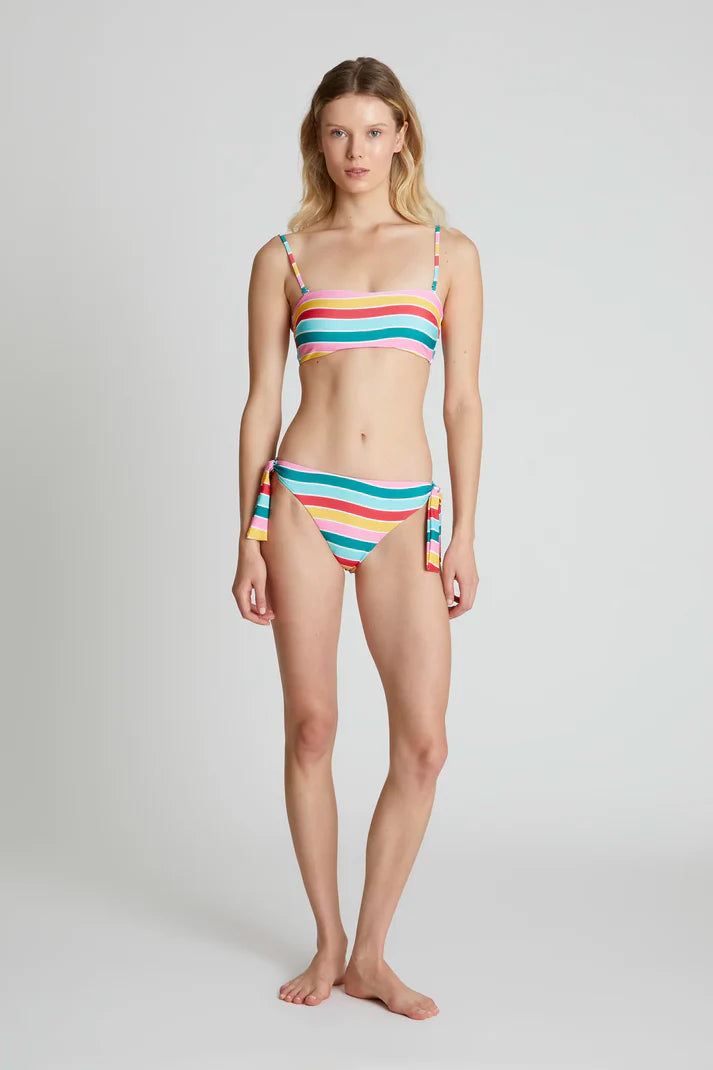 Reggiseno bikini dritto stampato con onde colorate