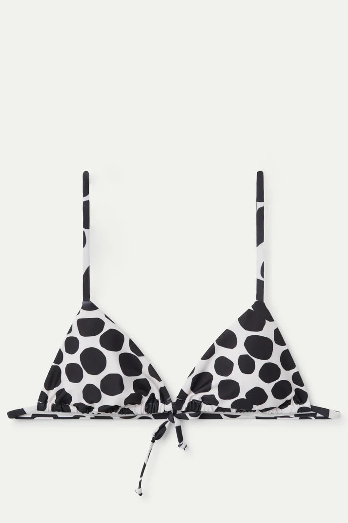 Top bikini a triangolo con stampa terrazzo