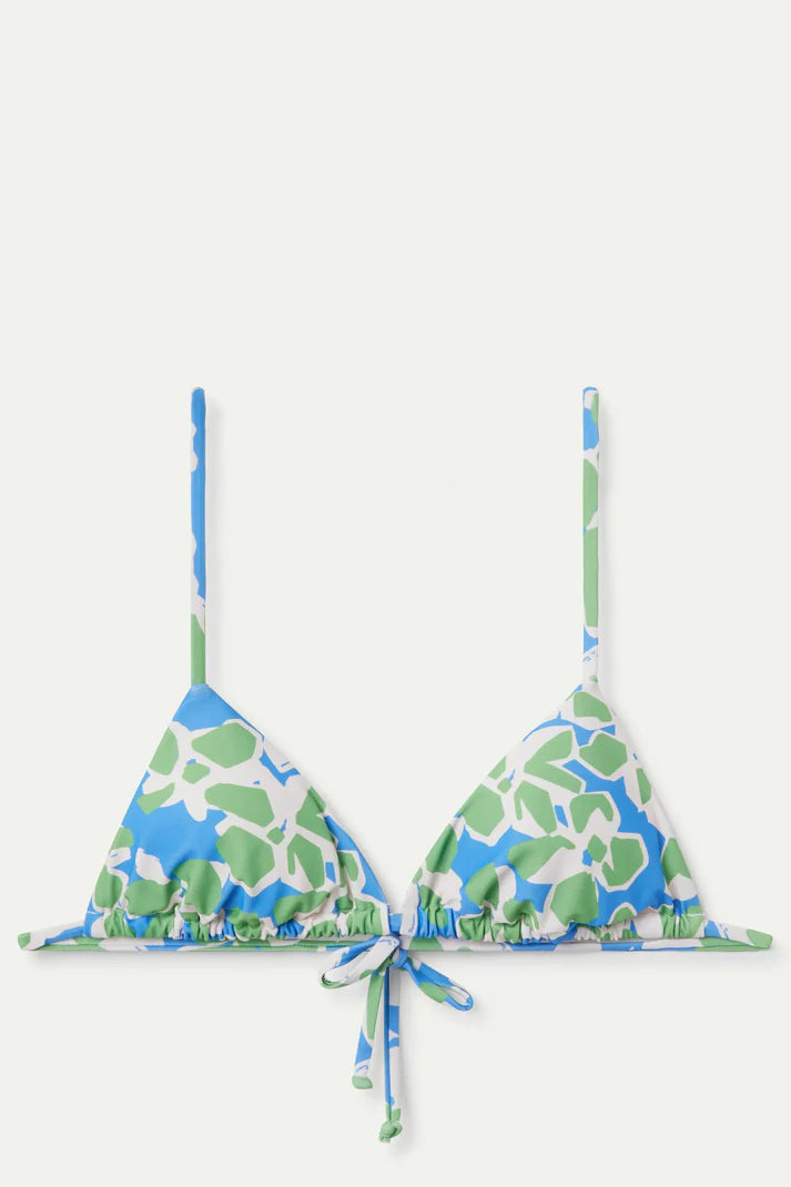 Top bikini a triangolo con stampa Aquatic Blue
