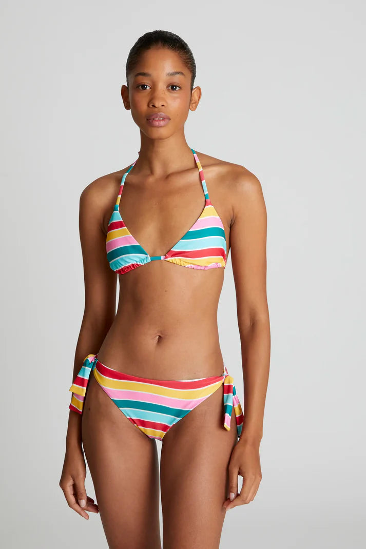Top bikini a triangolo con stampa Colour Wave