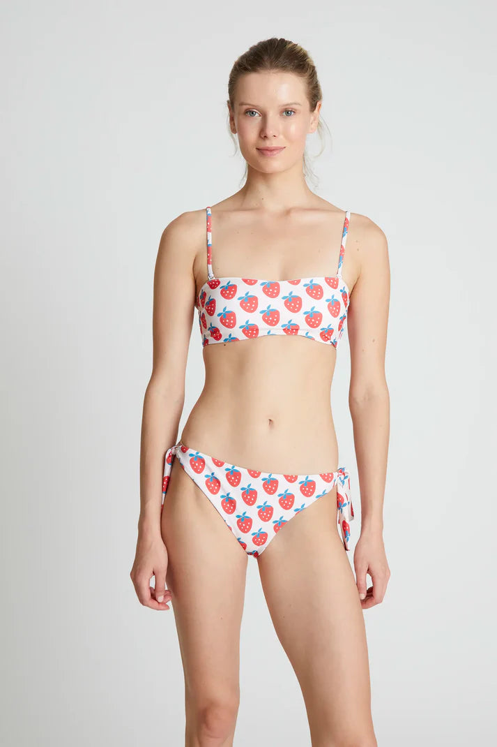 Top bikini dritto stampato Strawberry Beach