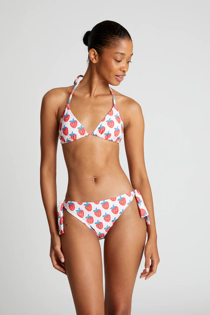 Top bikini triangolo stampato Strawberry Beach