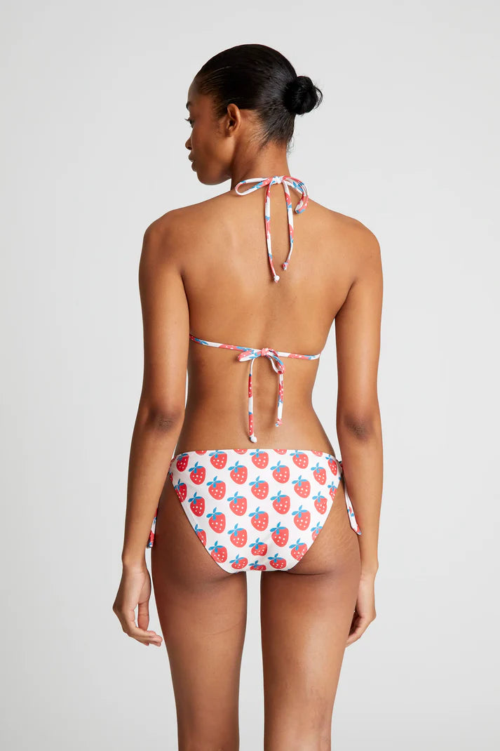 Top bikini triangolo stampato Strawberry Beach