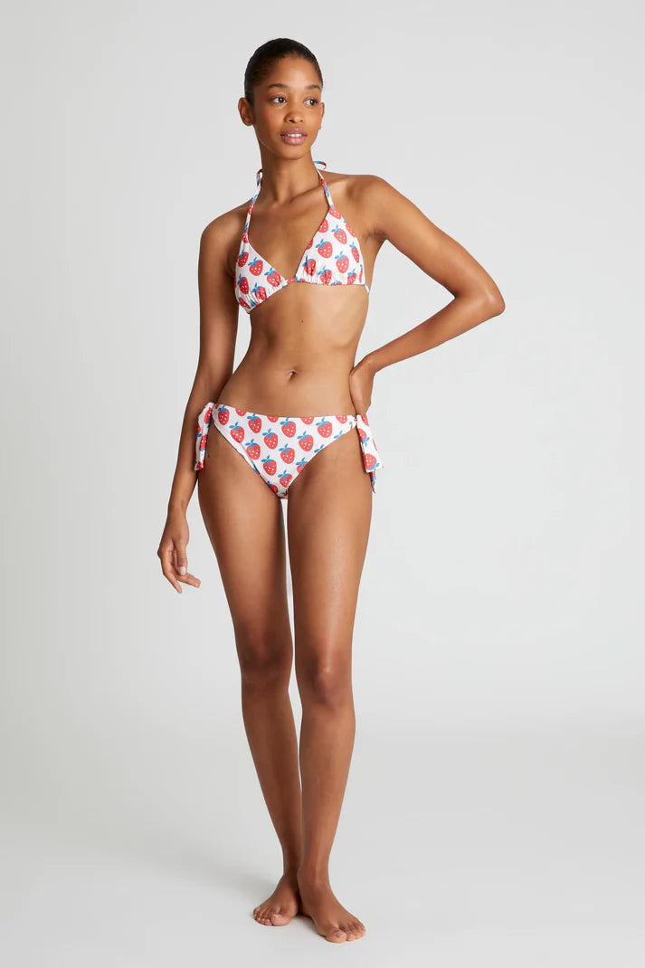Top bikini triangolo stampato Strawberry Beach
